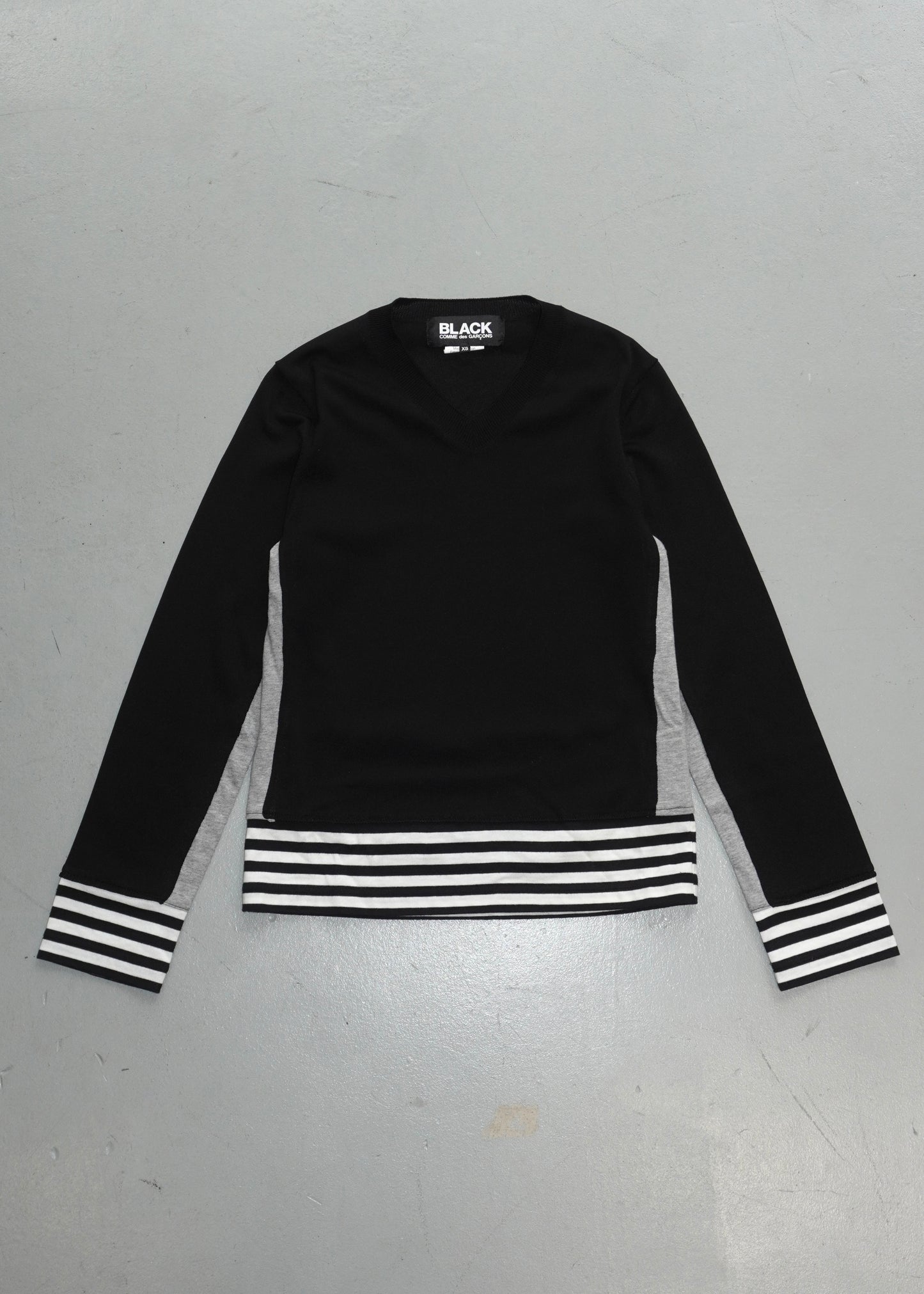 Comme des Garcons  Black Layered Border V-neck T-shirt