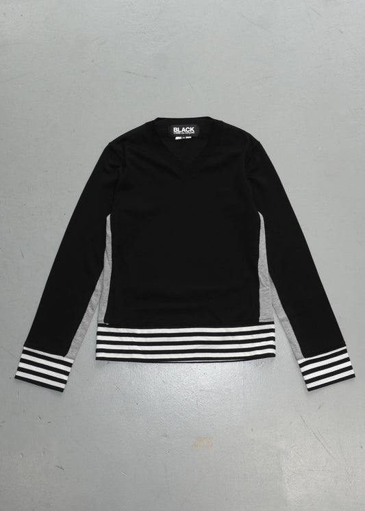 Comme des Garcons  Black Layered Border V-neck T-shirt