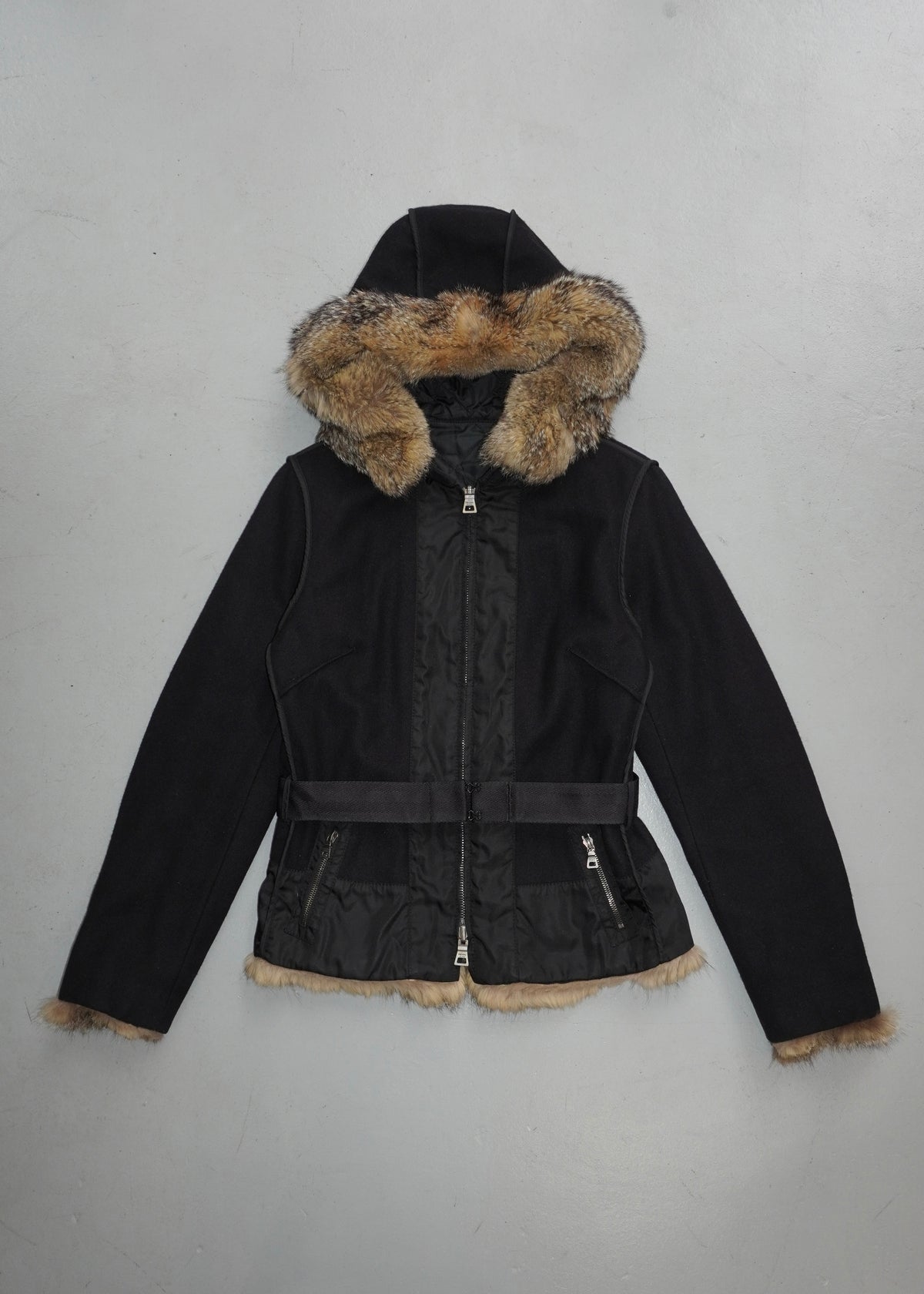 Prada 11fw Reversible Fur-trim Short Coat