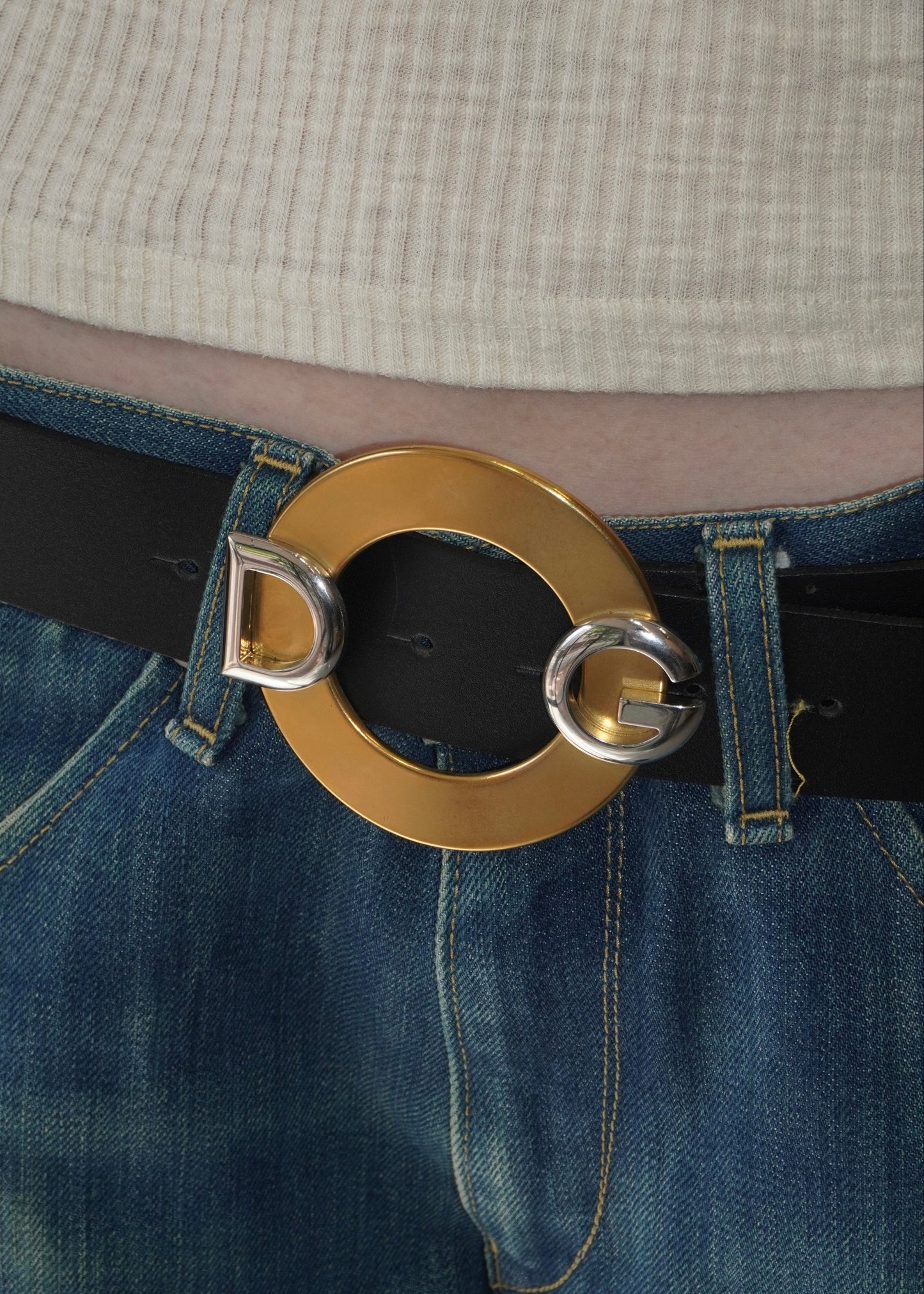 Dolce & Gabbana Circle Backle Belt With Logo