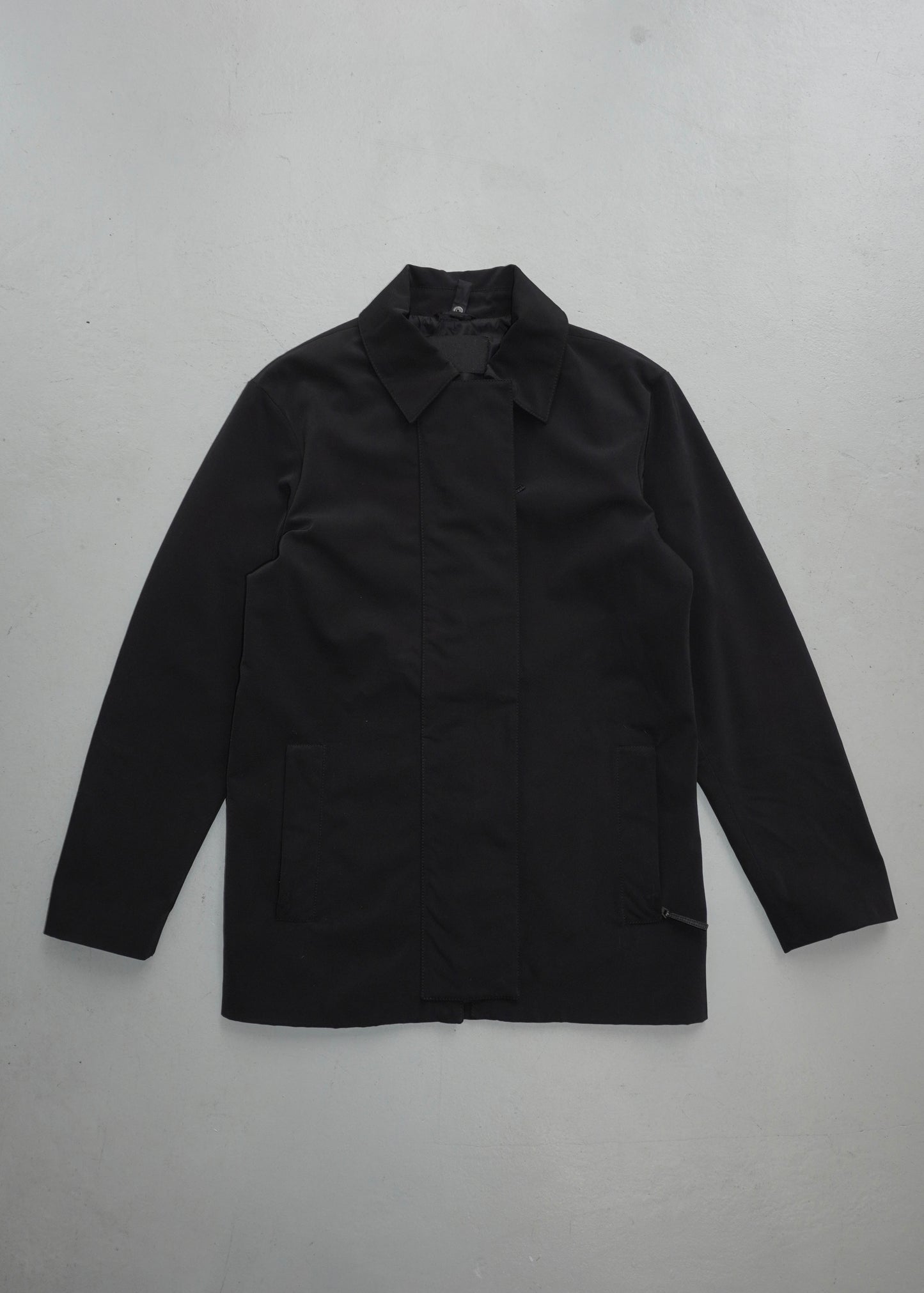 Prada 00s Hidden Placket Nylon Short Coat (Black)