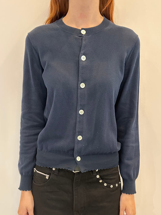 tricot COMME des GARÇONS Navy Collarless Cardigan