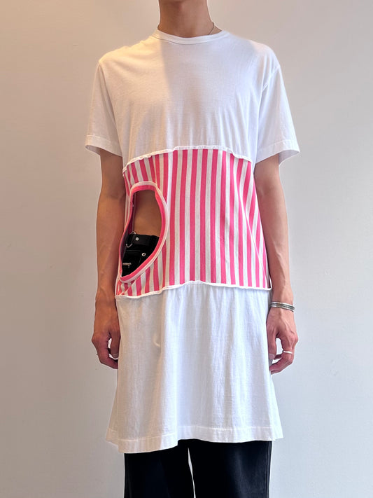 COMME des GARÇONS HOMME PLUS Stripe Cut-Out Tee