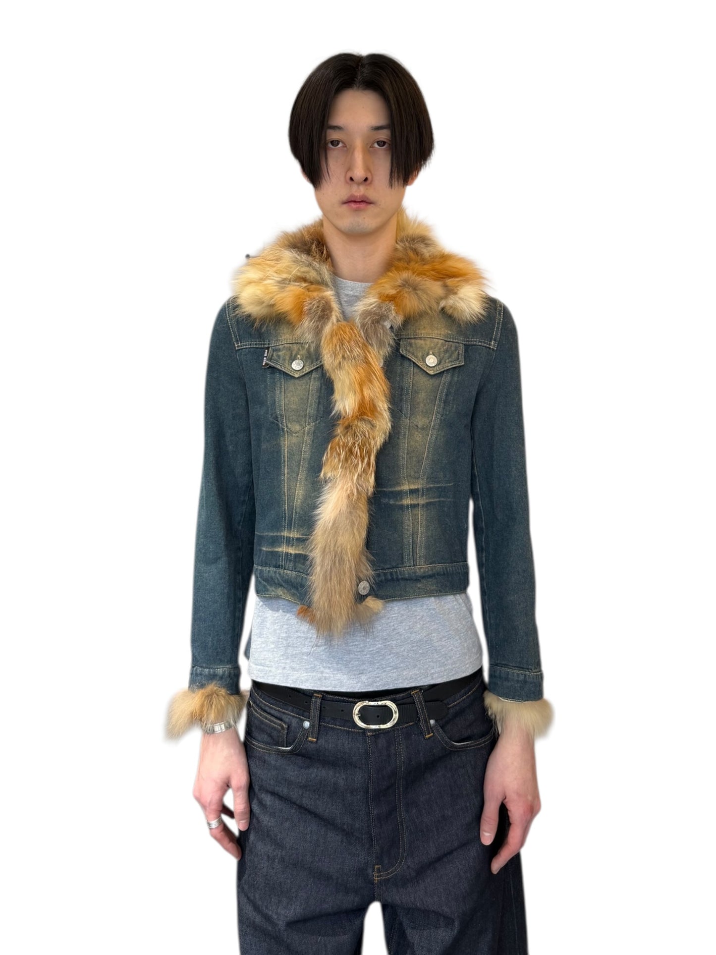 SAM RONE fur denim jacket