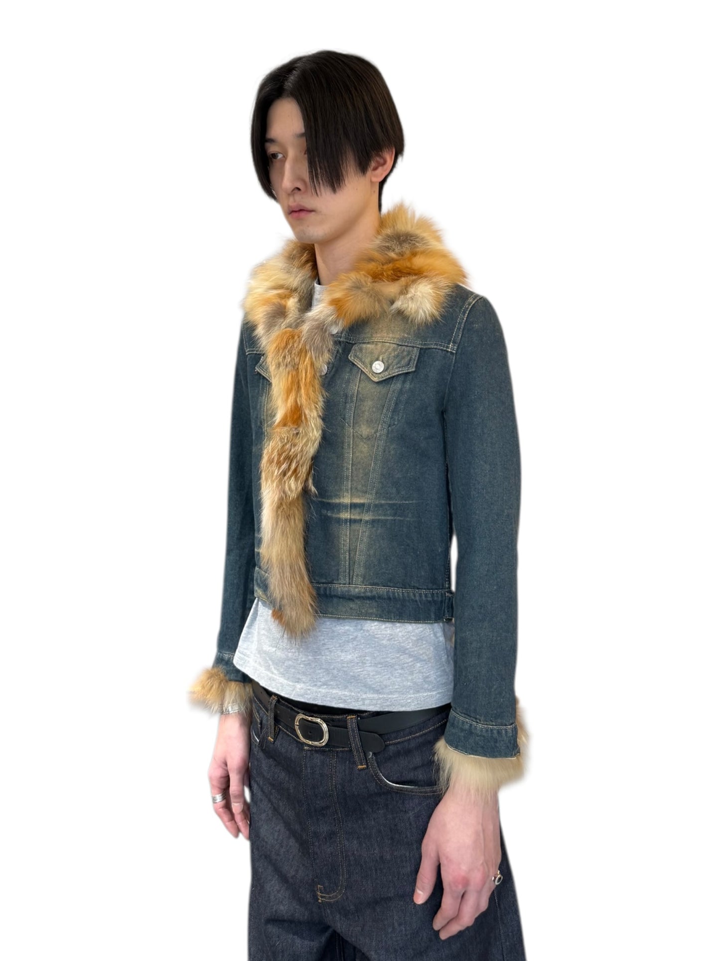 SAM RONE fur denim jacket