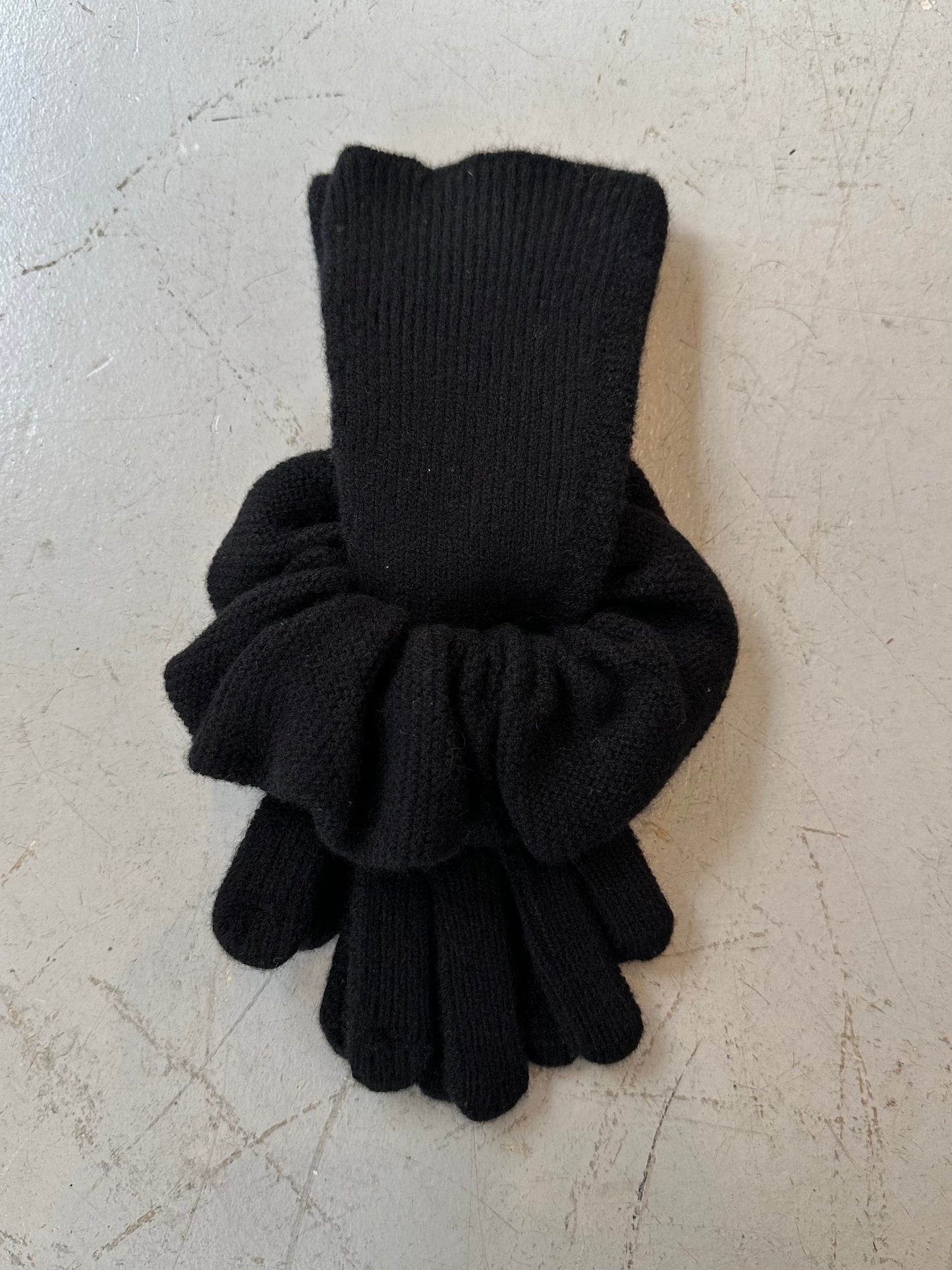 Scrunchy Gloves In Wool BLACK