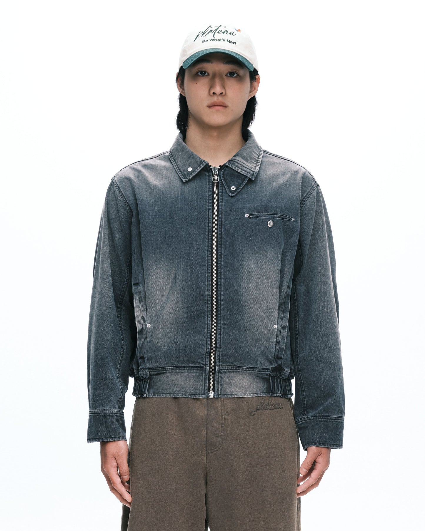 Tucked worker jacket Washed grey