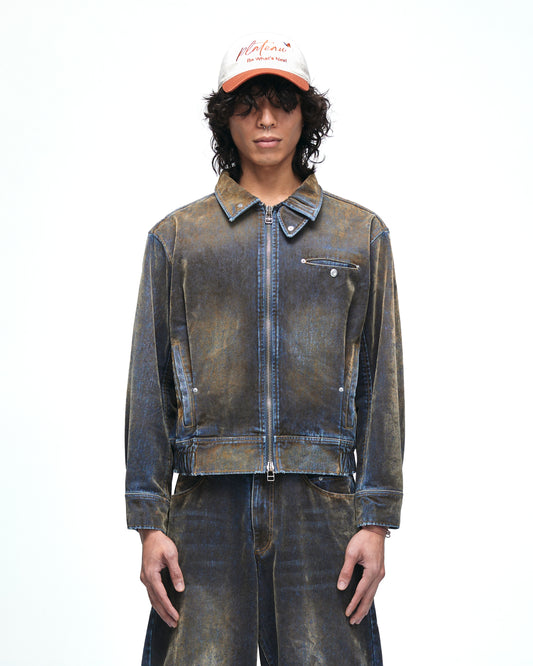 Tucked worker jacket Washed velvet