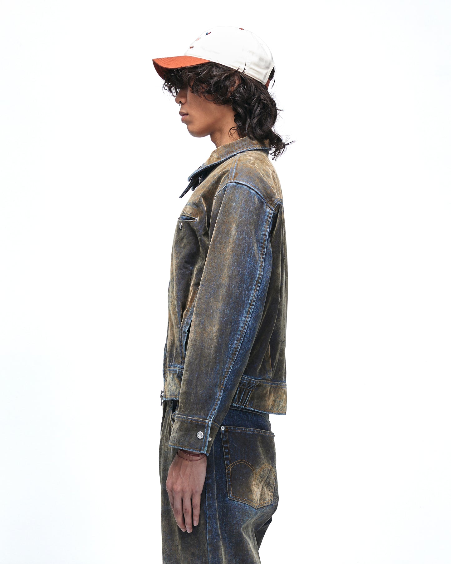 Tucked worker jacket Washed velvet