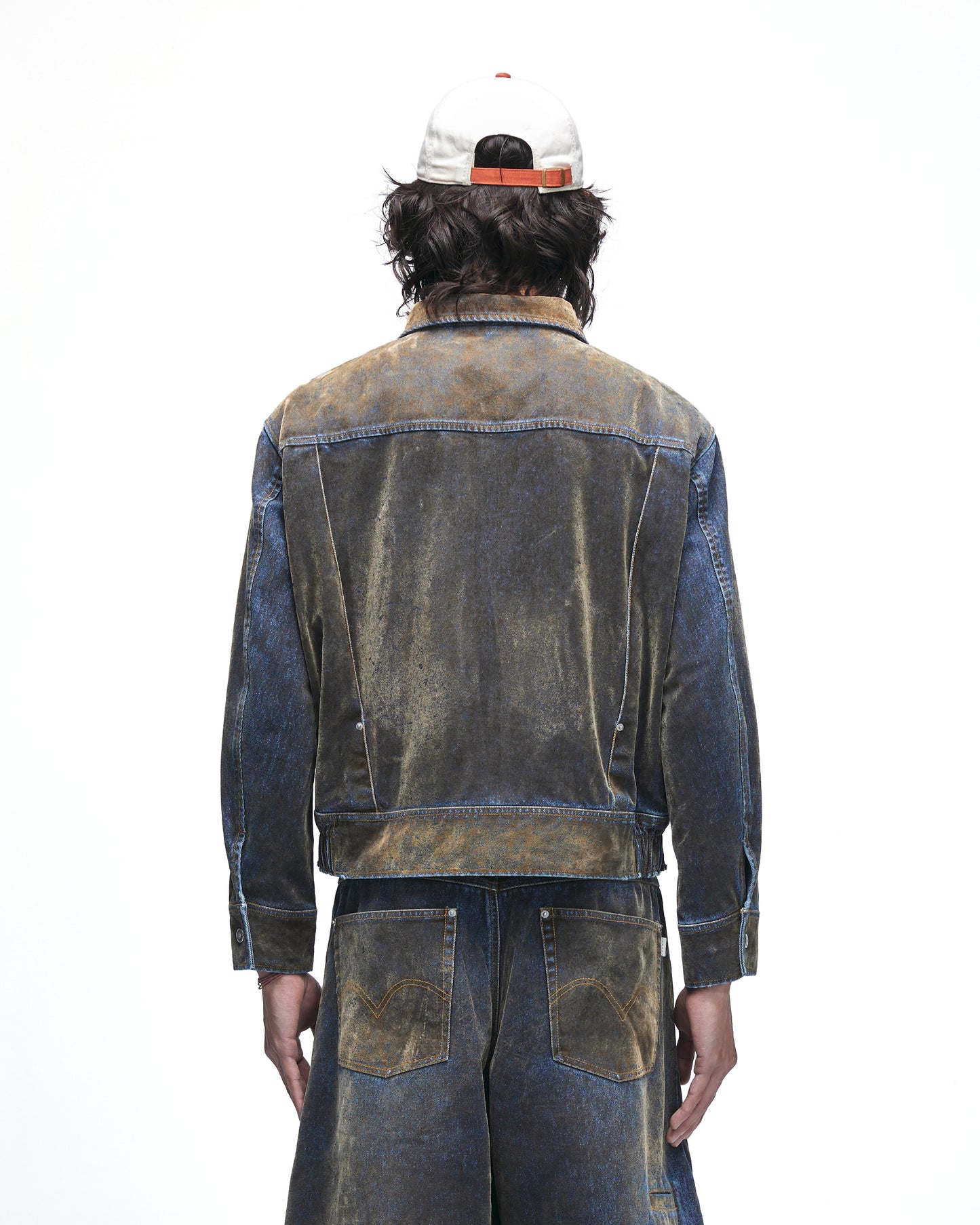 Tucked worker jacket Washed velvet