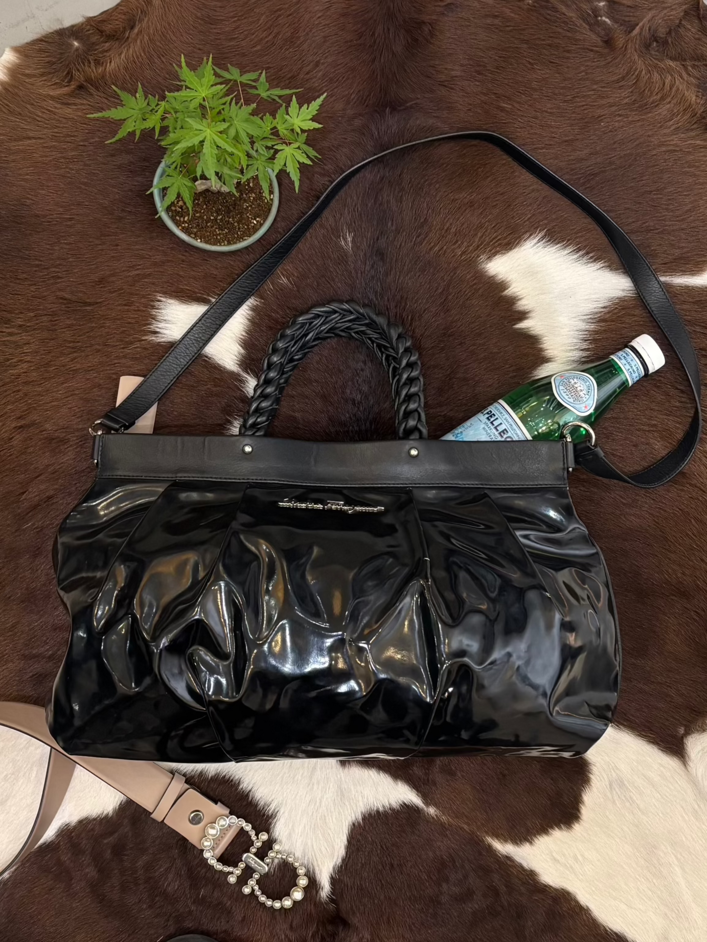 FERRAGAMO Enamel Leather Bag