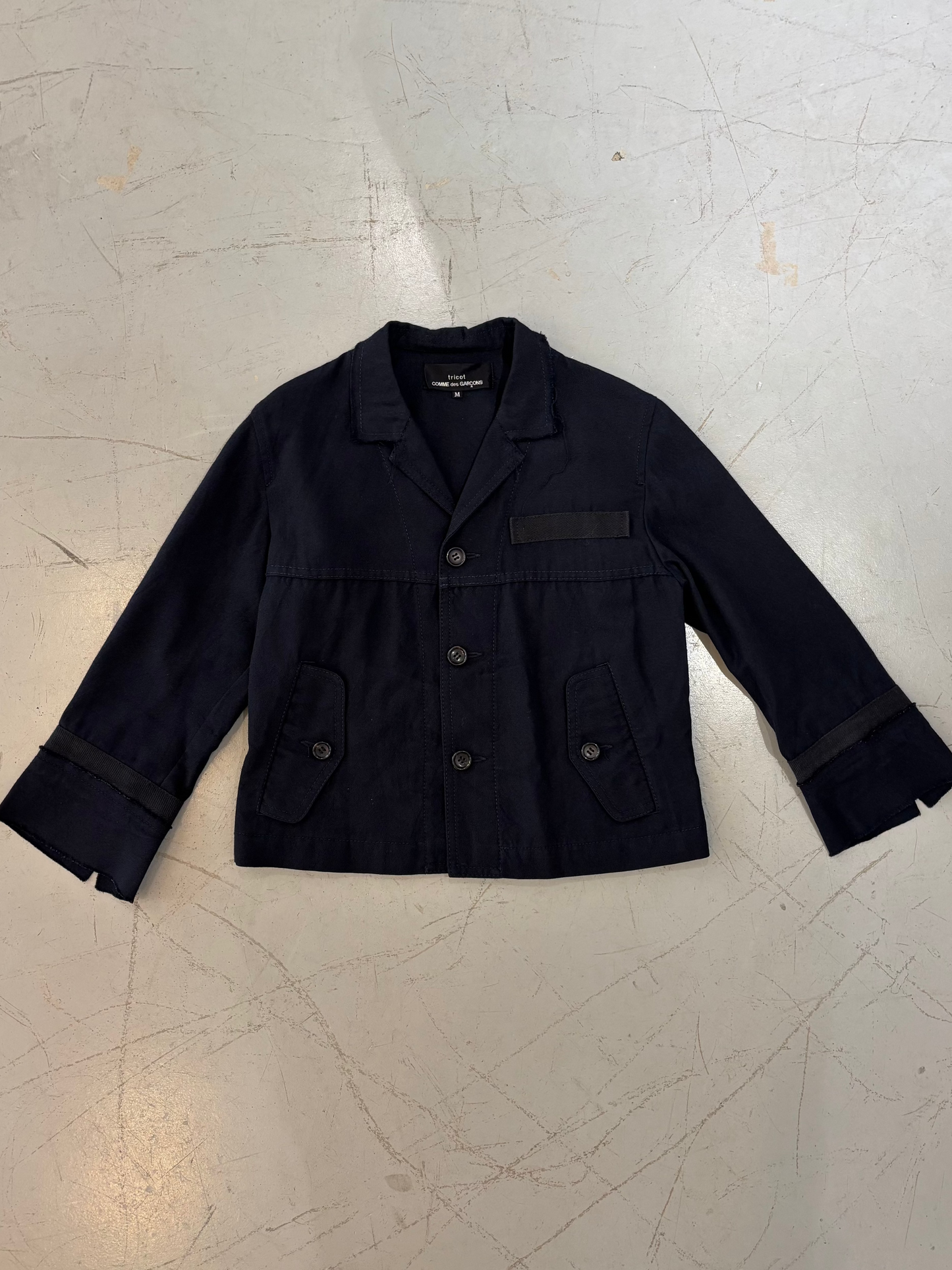 tricot COMME des GARCONS Cut-off Collar Jacket (Navy)