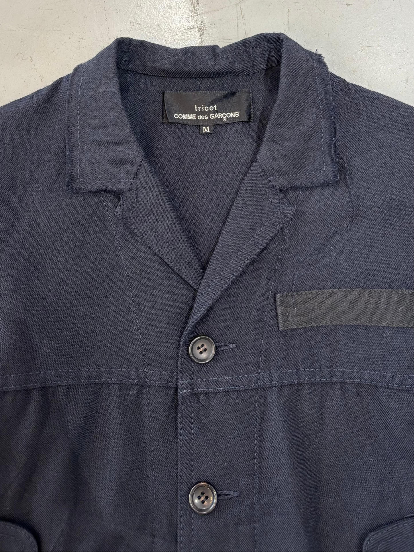 tricot COMME des GARCONS Cut-off Collar Jacket (Navy)