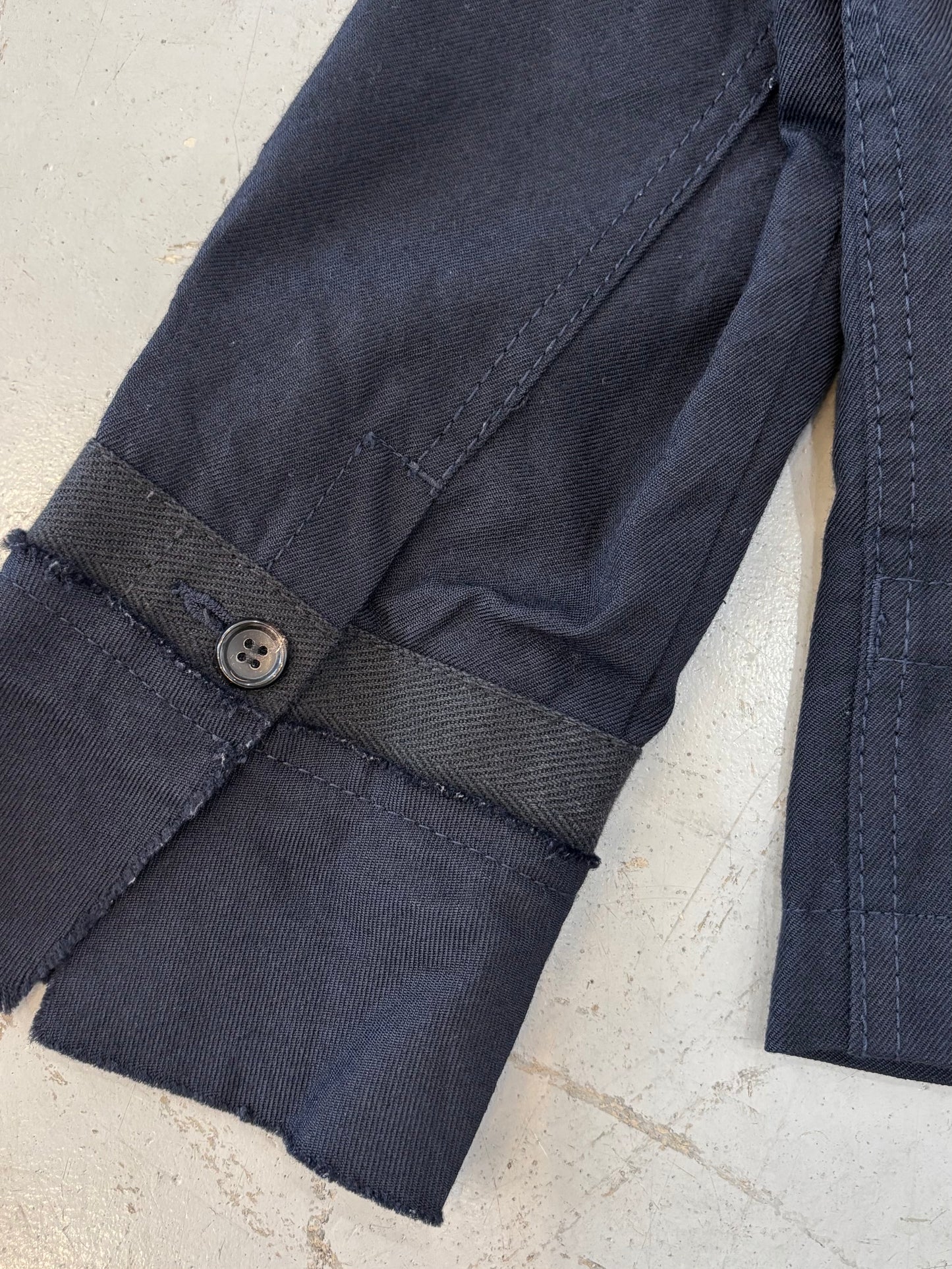 tricot COMME des GARCONS Cut-off Collar Jacket (Navy)