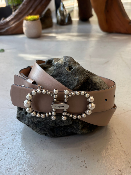 FERRAGAMO pearl buckle belt