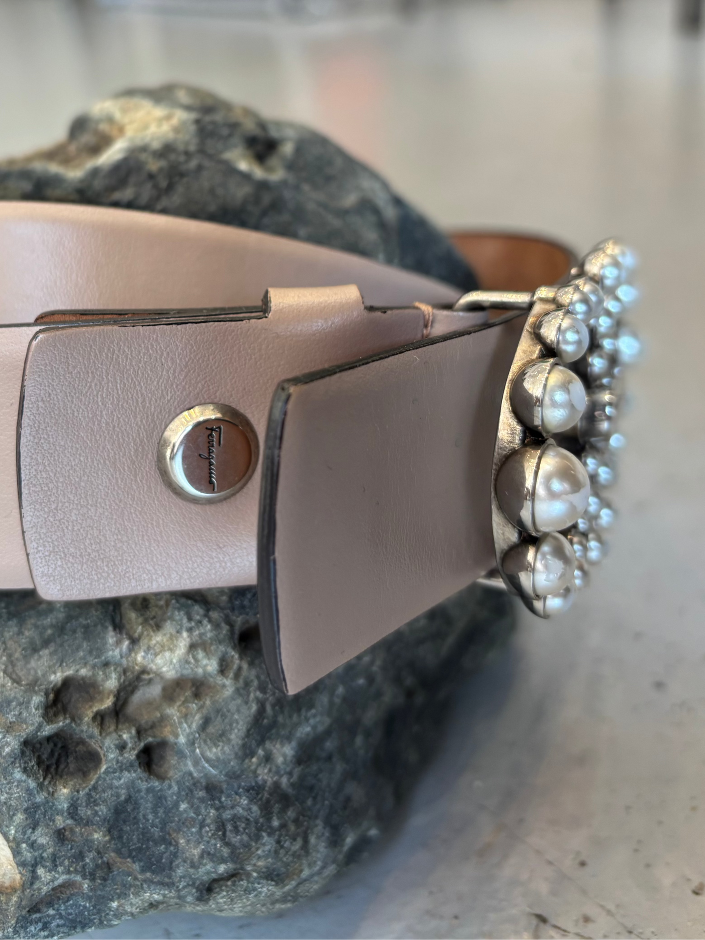 FERRAGAMO pearl buckle belt