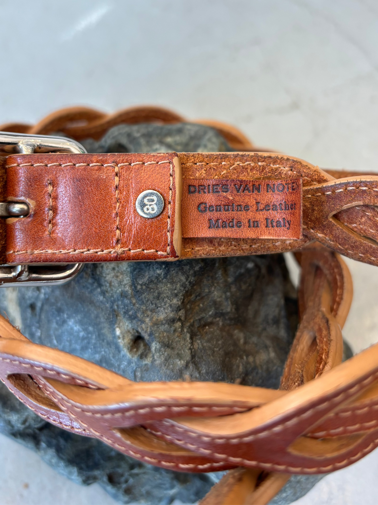 DRIES VAN NOTEN twisted leather belt