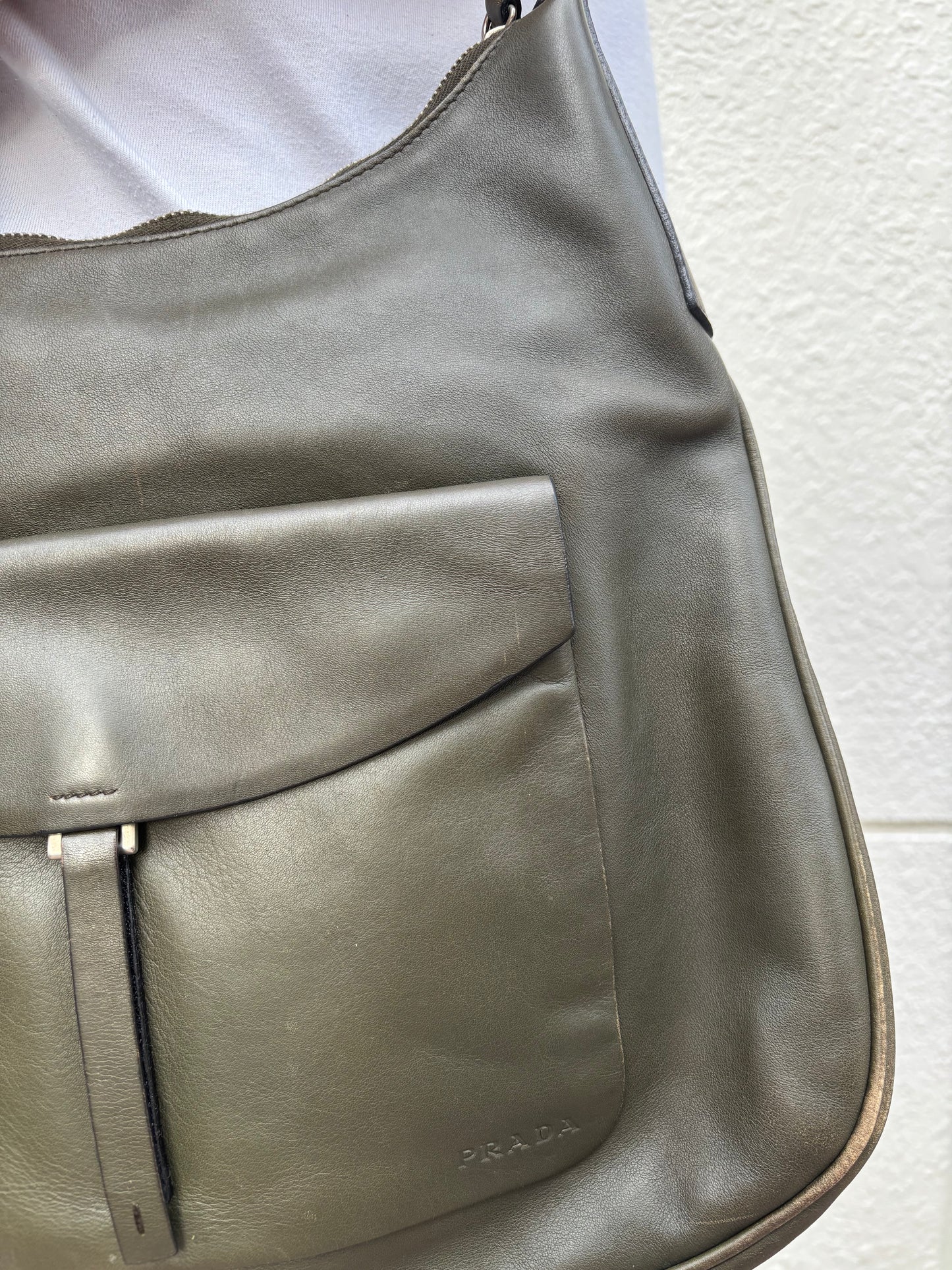 00s PRADA shoulder bag dark olive
