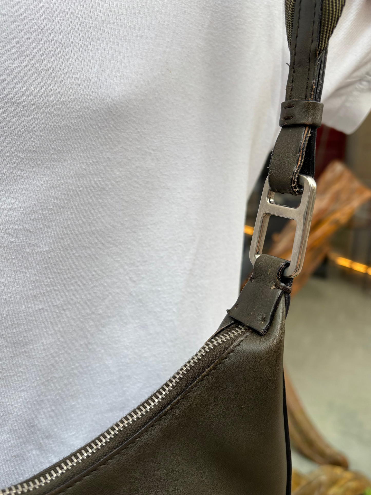 00s PRADA shoulder bag dark olive