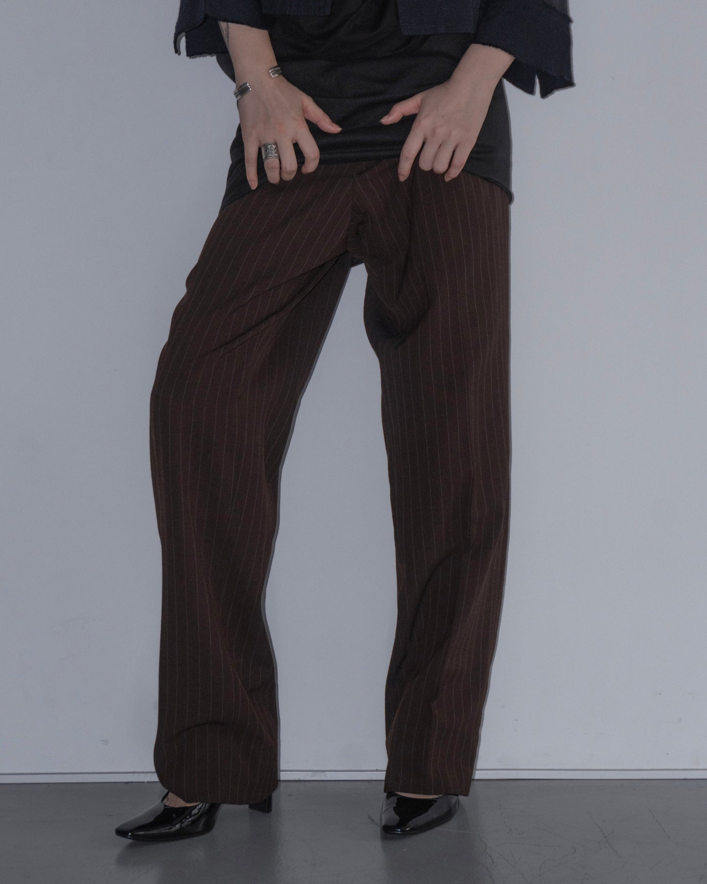 DRIES VAN NOTEN Stripe Slacks(Brown)
