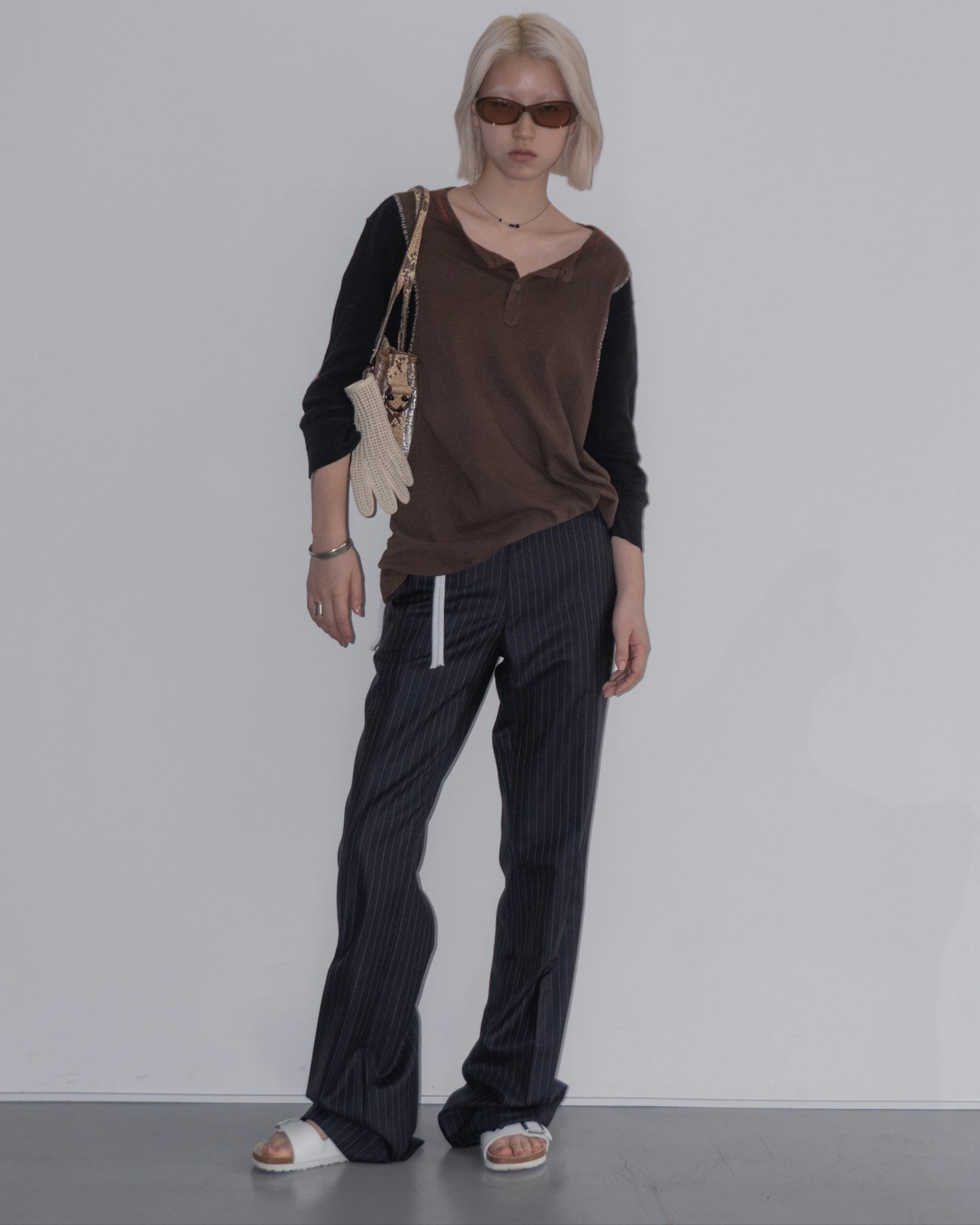 DRIES VAN NOTEN Stripe Flare Slacks(Navy)
