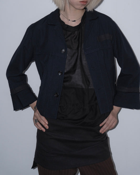 tricot COMME des GARCONS Cut-off Collar Jacket (Navy)