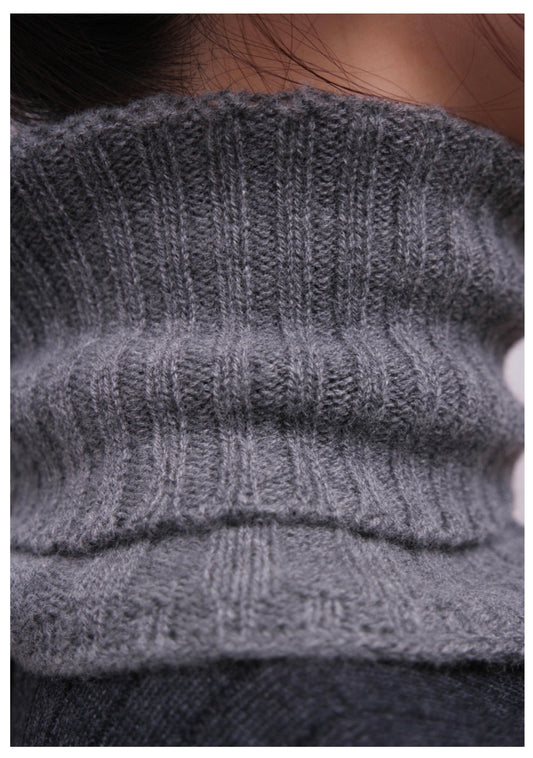 REVERSIBLE NECK WARMER IN WOOL MELANGE GRAY