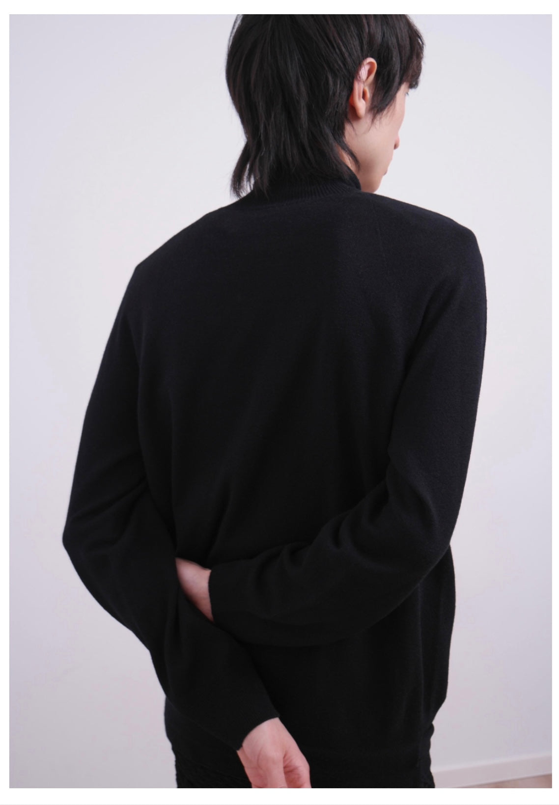 Belted High-Neck Pulloved In Wool BLACK