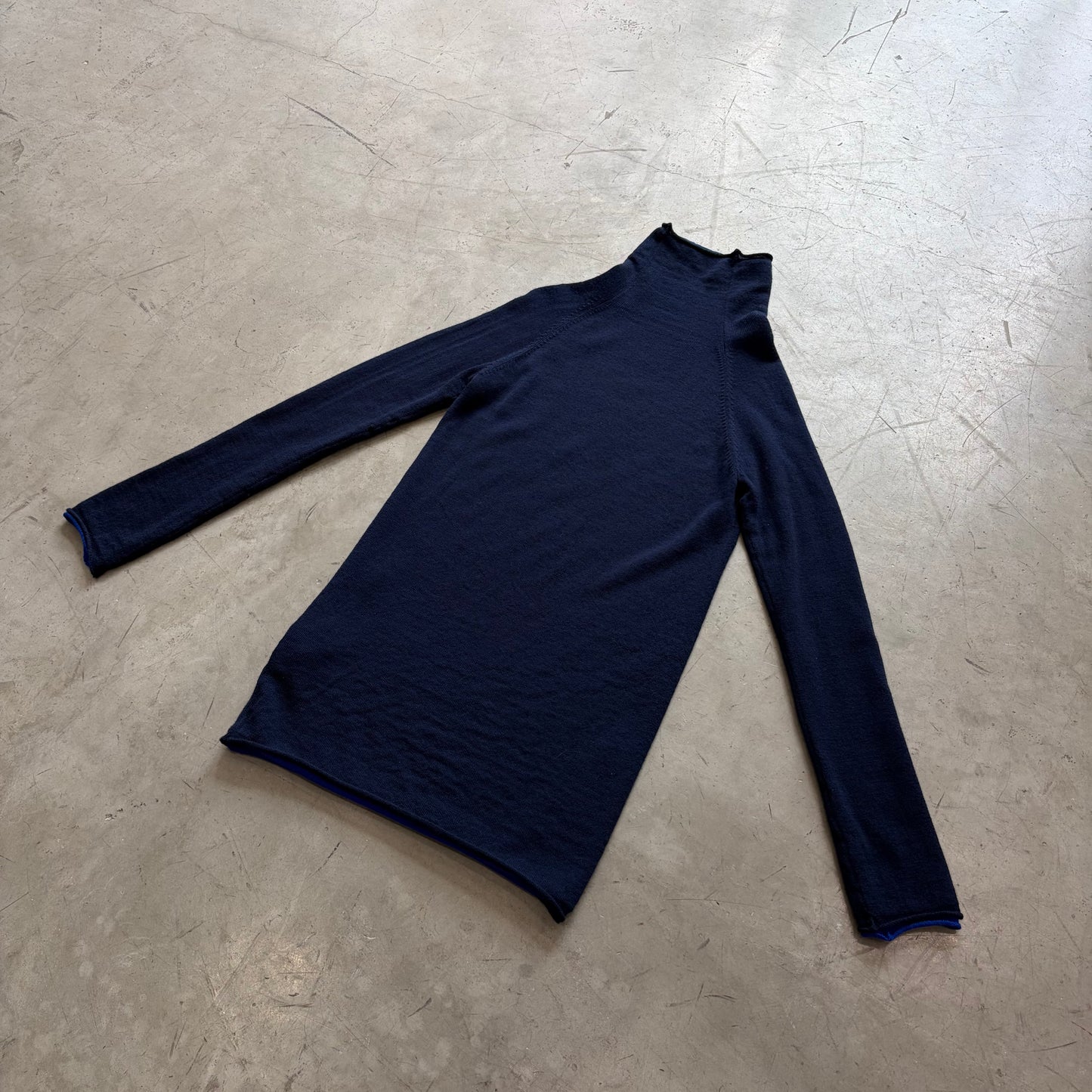 Yohji Yamamoto +Noir Navy And Blue High-Neck Knit