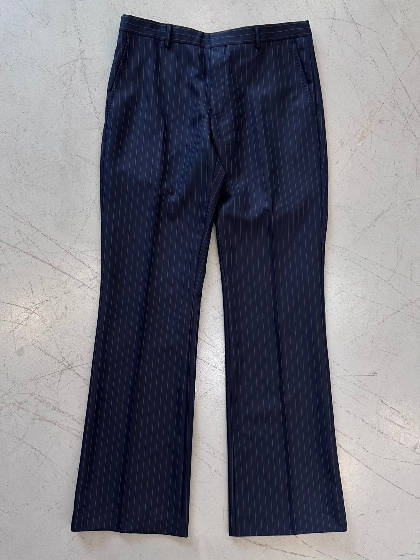 DRIES VAN NOTEN Stripe Flare Slacks(Navy)