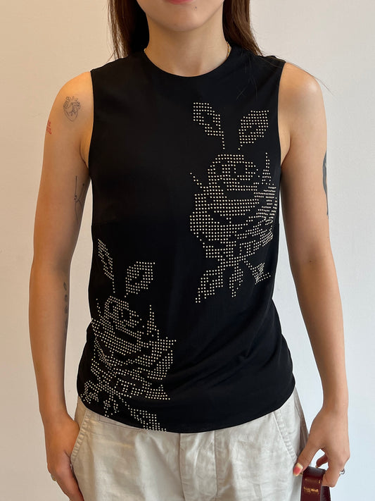 DOLCE & GABBANA Studded Rose Sleeveless Top