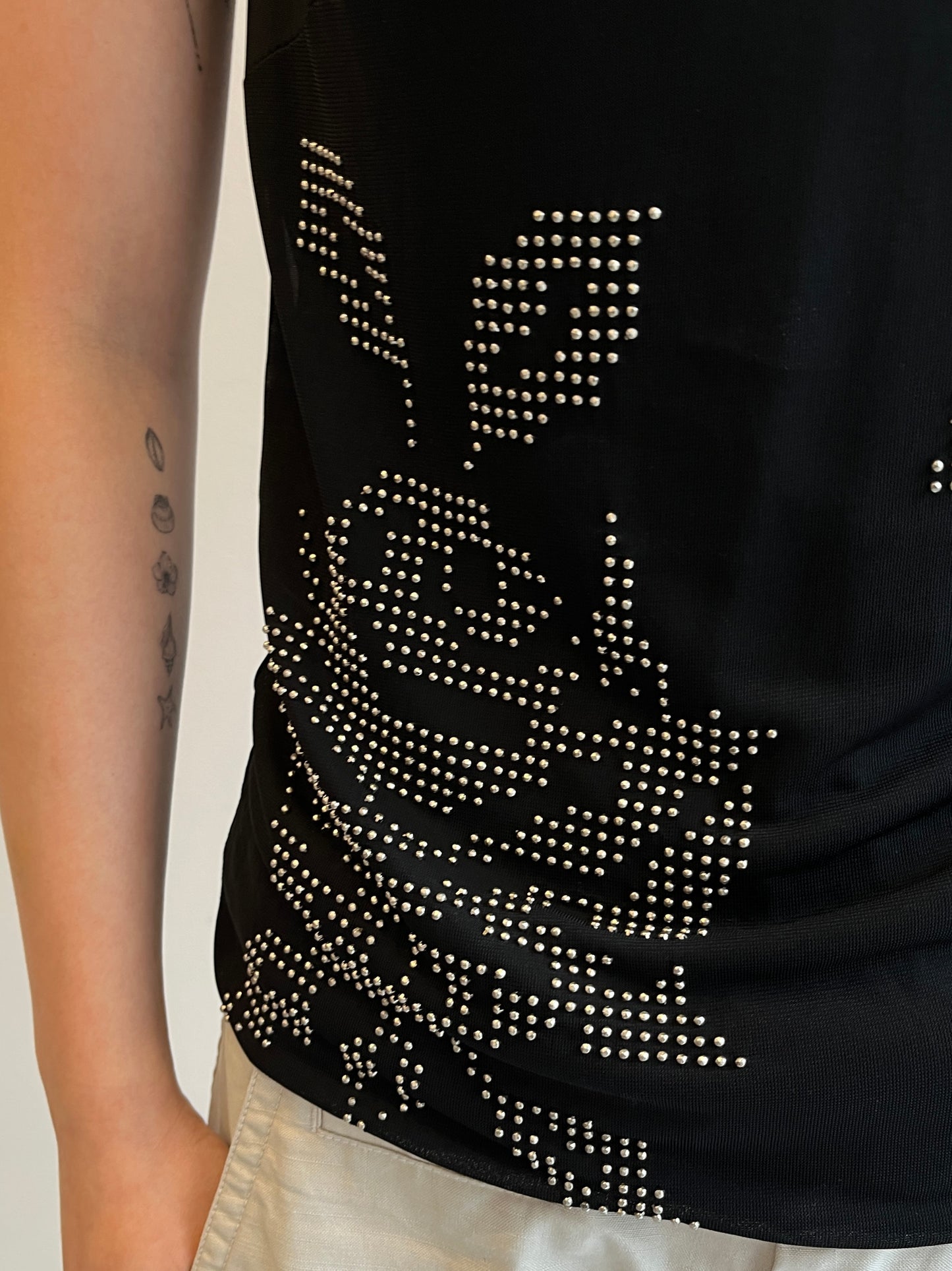 DOLCE & GABBANA Studded Rose Sleeveless Top