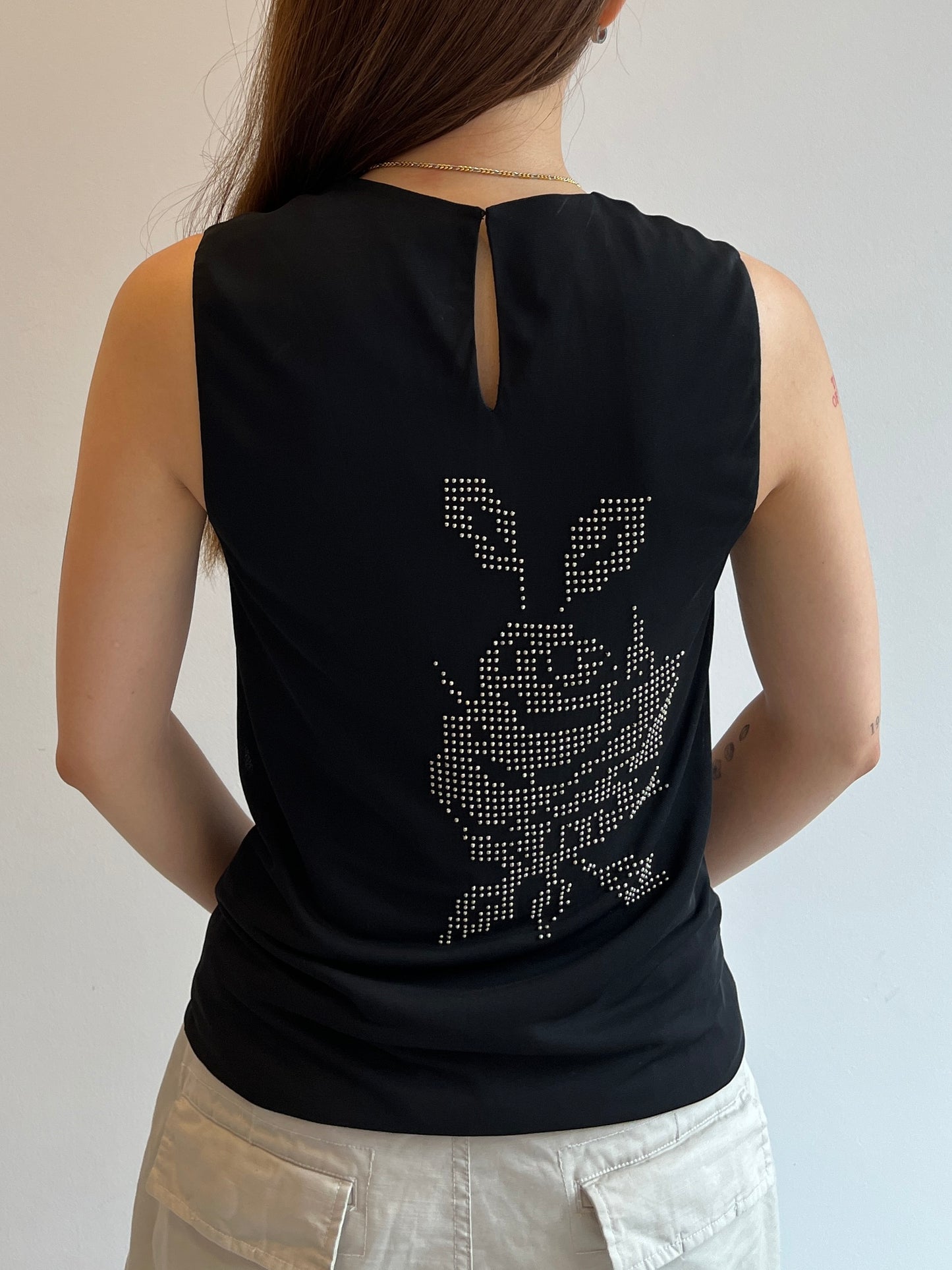 DOLCE & GABBANA Studded Rose Sleeveless Top