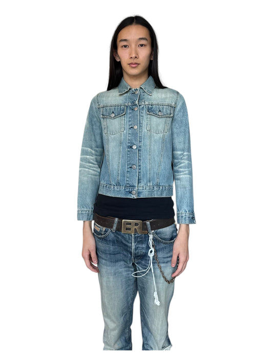 HELMUT LANG Early 00s Washed Denim Trucker Jacket