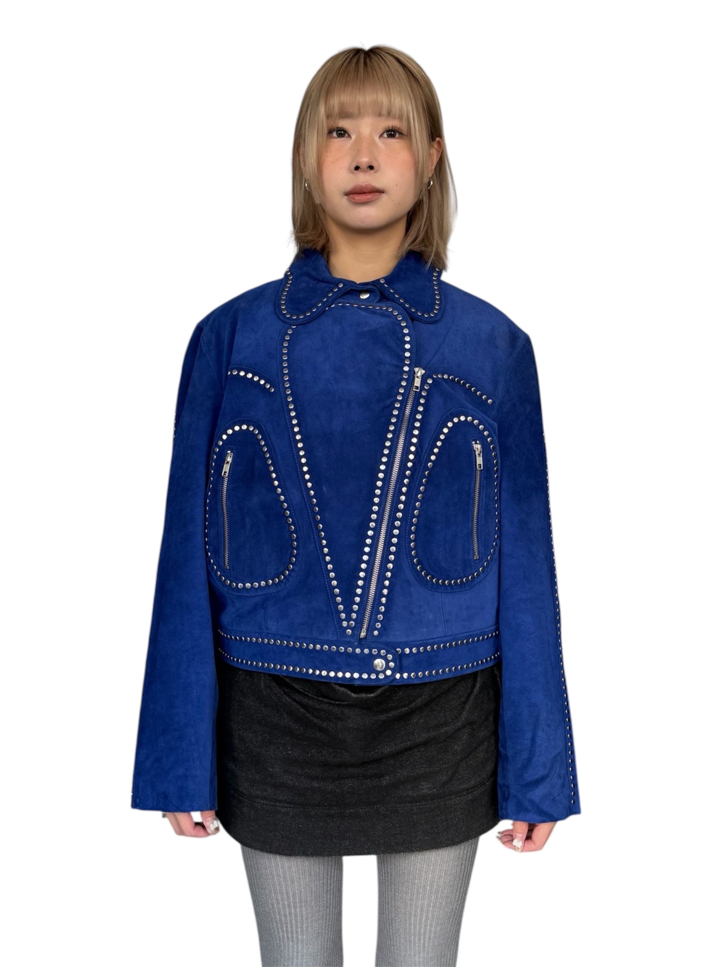 Wales Bonner Studded Suede Biker Jacket