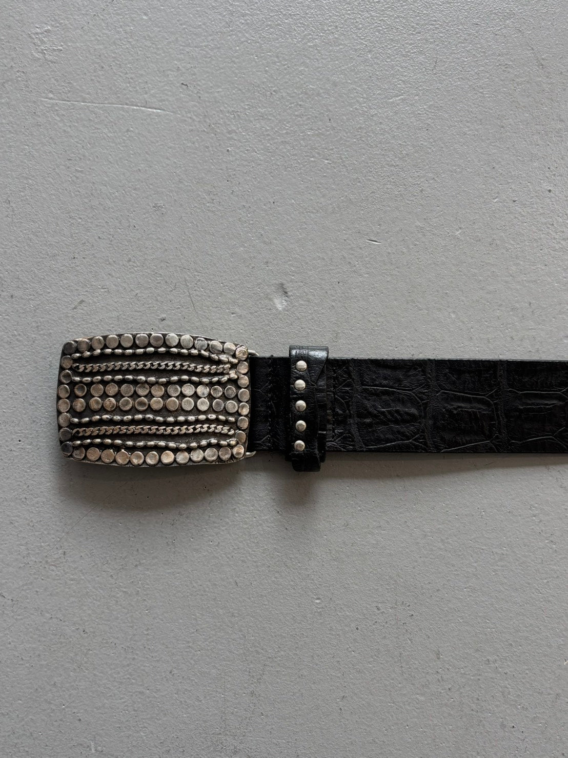 Guido Angeloni Ornament Buckle Croc Belt