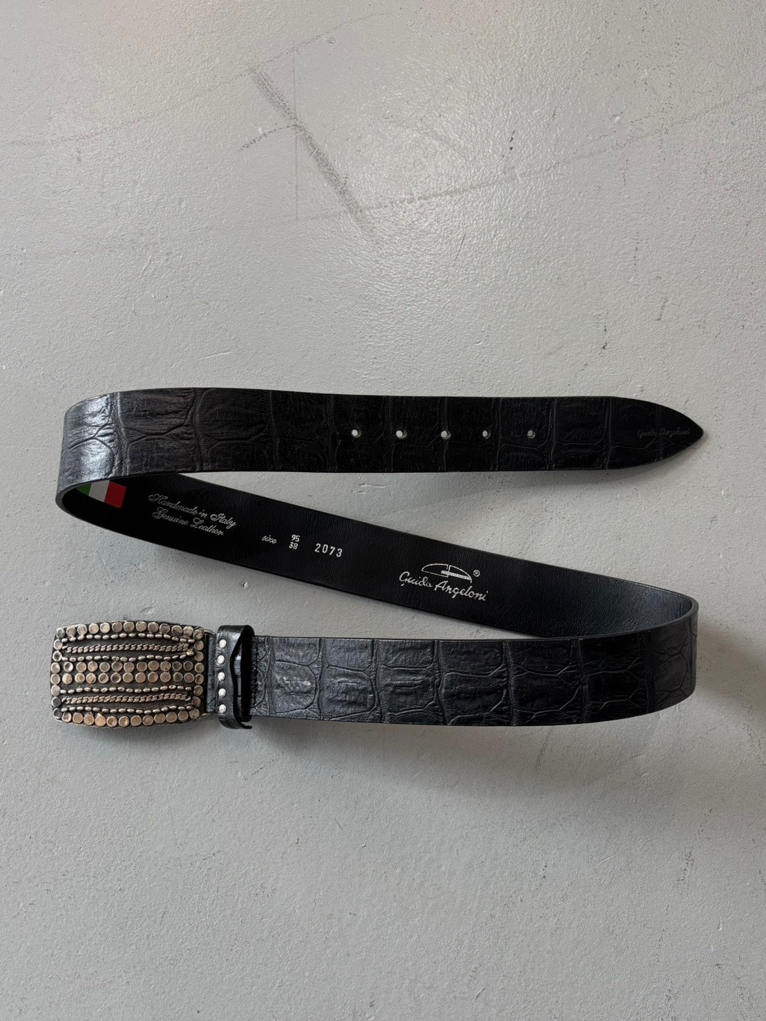 Guido Angeloni Ornament Buckle Croc Belt