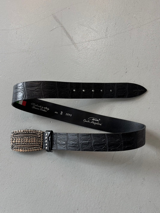 Guido Angeloni Ornament Buckle Croc Belt
