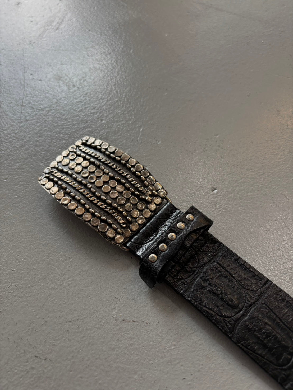 Guido Angeloni Ornament Buckle Croc Belt