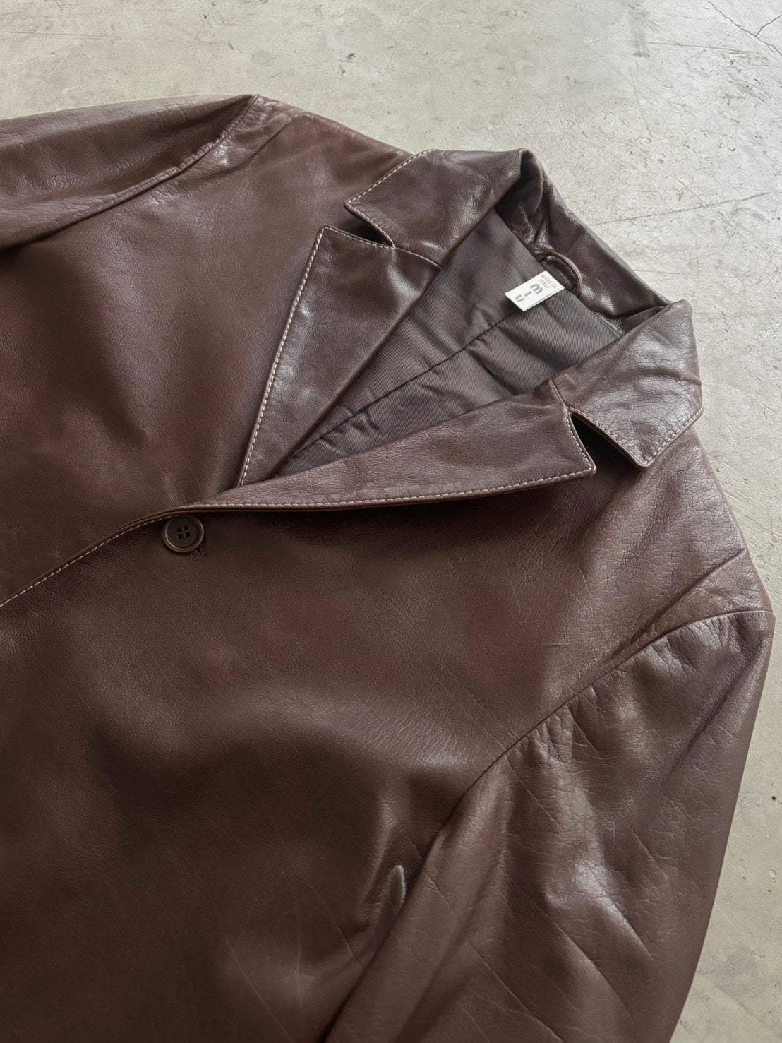 Miu Miu FW00 Stitched Leather Coat (Brown)