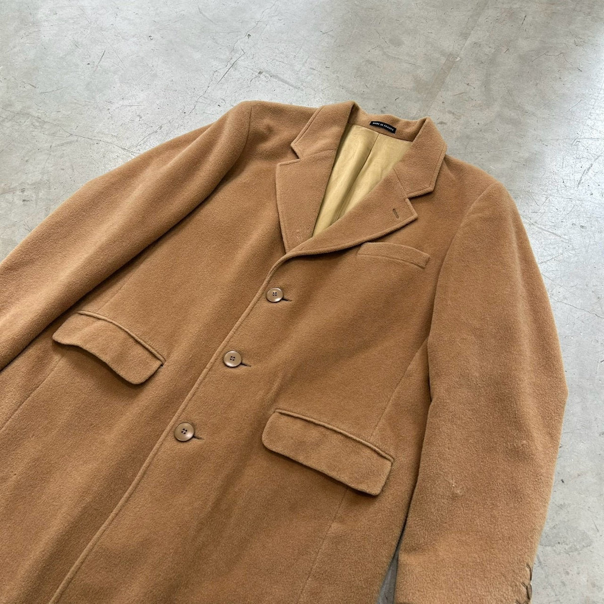 Agnès b. homme – 3-Button Wool Chesterfield Coat (Beige, Made in France)