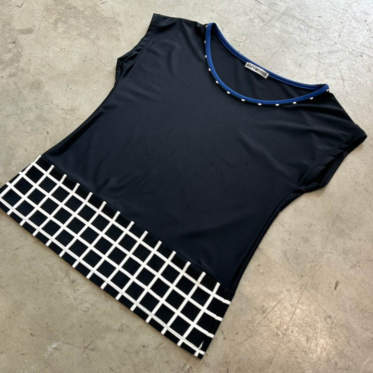Issey Miyake Sleeveless Grid Panel Blouse