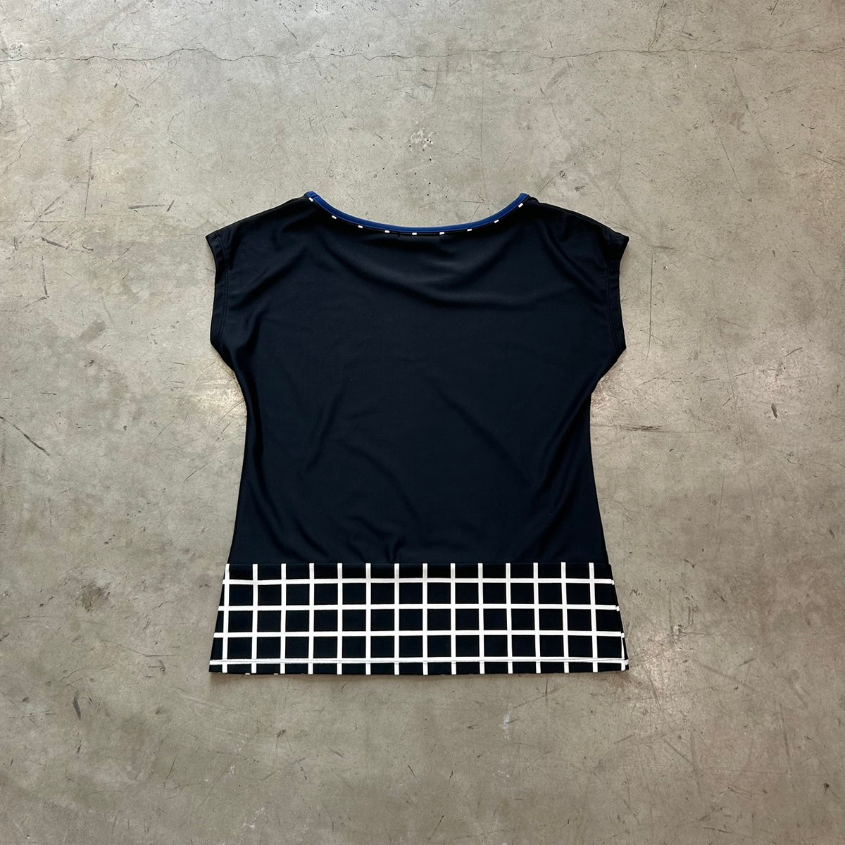 Issey Miyake Sleeveless Grid Panel Blouse