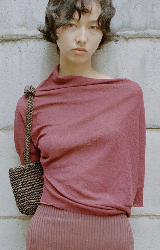 DRARED WIDE-NECK TOP IN MIXED COTTON