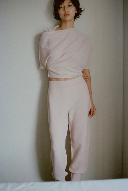 DRARED WIDE-NECK TOP IN MIXED COTTON