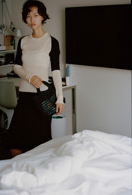 SHEER RIBBED TOP IN TENCEL