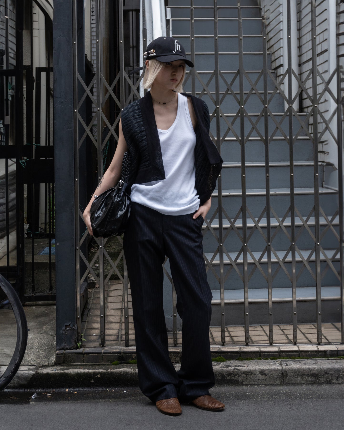 DRIES VAN NOTEN Stripe Flare Slacks(Navy)