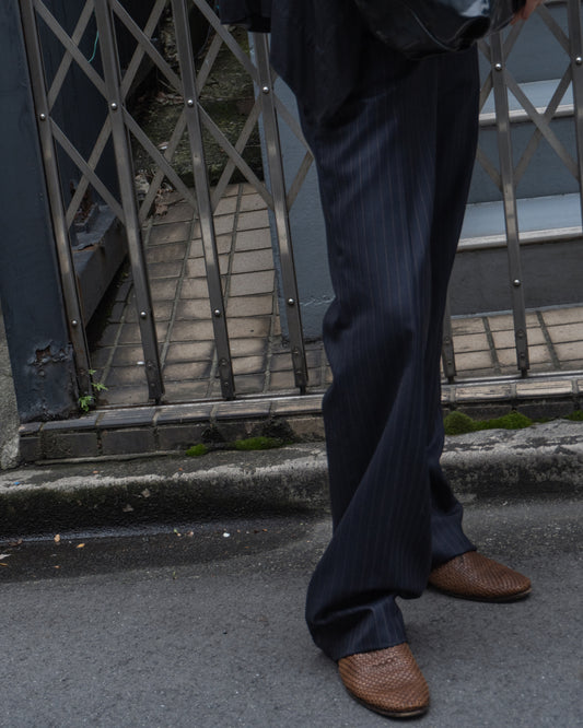 DRIES VAN NOTEN Stripe Flare Slacks(Navy)
